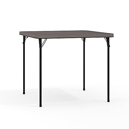 Flash Furniture Square Bi-Fold Plastic Folding Table, 28-1/2”H x 34”W x 34”D, Black/Dark Gray