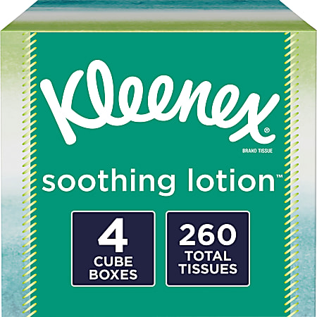 Kleenex® Soothing Lotion 3-Ply Facial Tissues, White, 65 Sheets Per Box, Carton Of 4 Boxes