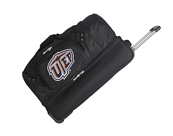 Denco Sports Luggage Rolling Drop-Bottom Duffel Bag, UTEP Miners, 15"H x 27"W x 14 1/2"D, Black