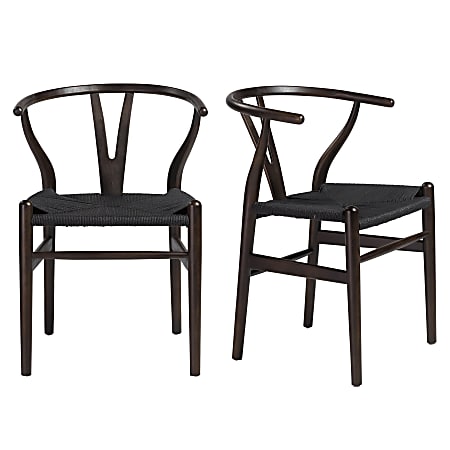 Eurostyle Evelina Side Chairs, Black/Walnut, Set Of 2 Chairs