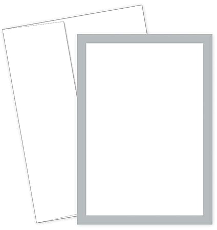 Great Papers! Flat Card Invitation, 5 1/2" x 7 3/4", 127 Lb, Metallic, Silver/White, Pack Of 20