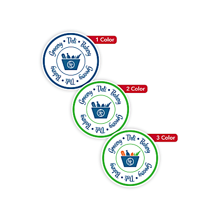 Custom Printed Outdoor Weatherproof 1-, 2- Or 3-Color Labels And Stickers, 1-3/4" Circle, Box Of 250 Labels