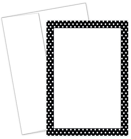 Great Papers! Flat Card Invitation, 5 1/2" x 7 3/4", 127 Lb, Polka Dot Border, Black/White Pack Of 20