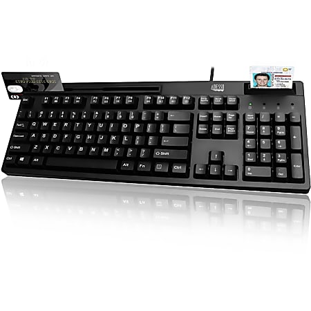 Adesso® EasyTouch 630RB USB Smart Card And Magnetic Stripe Reader Keyboard