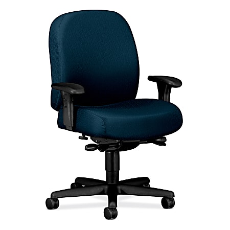HON® Pyramid 24-Hour Mid-Back Fabric Task Chair, 44 1/2"H x 32 1/4"W x 29 1/2"D, Black Frame, Mariner Blue Fabric