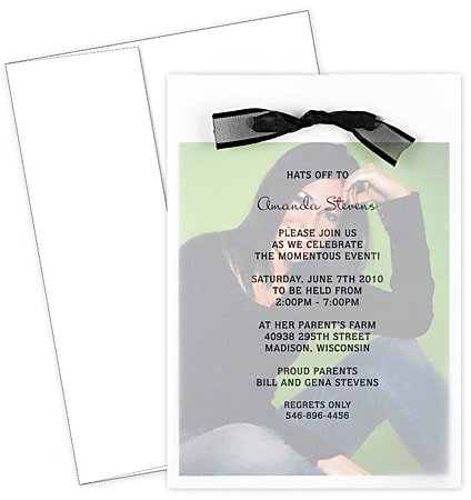 Great Papers!® Graduation Photo Invitation Kit, 5 1/2" x 7 3/4", Grad Overlay, White, Pack Of 12