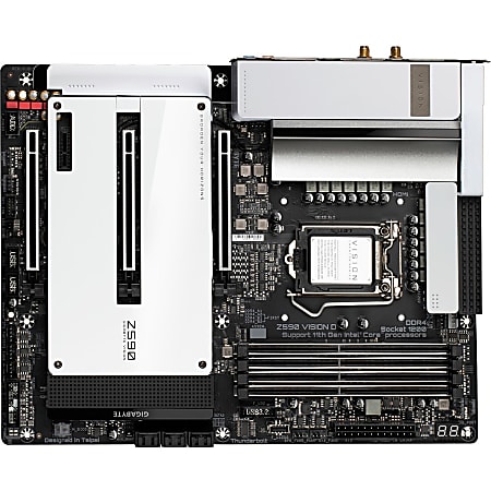 Gigabyte Z590 VISION D Desktop Motherboard - Intel Chipset - Socket LGA-1200 - Intel Optane Memory Ready - ATX - Pentium Gold, Celeron, Core i5, Core i7, Core i9, Core i3 Processor Supported - 128 GB Maximum RAM - DIMM, UDIMM