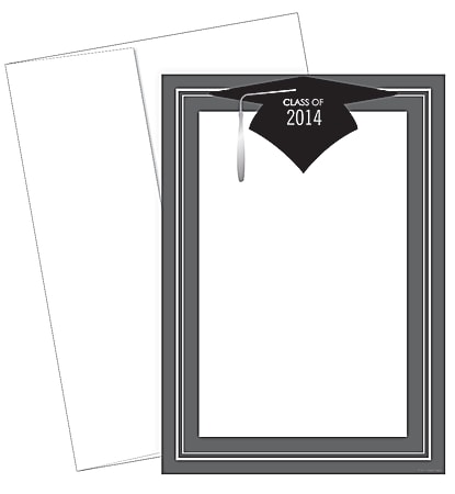 Great Papers! Graduation Invitation Kit, 5 1/2" x 7 3/4", Foil Class Of 2014 Hat, Black/Silver/White, Pack of 20