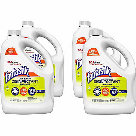 fantastik® Disinfectant Degreaser - Spray - 128 fl oz (4 quart) - Fresh Scent - 4 / Carton - White