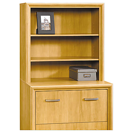 Office Depot® Brand State Street Hutch For Lateral File, 32 1/8"H x 33 1/8"W x 13 5/8"D, Canyon Maple