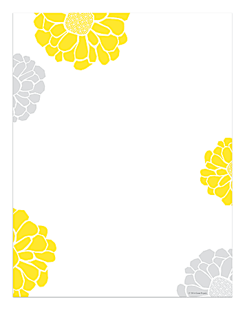 Great Papers! Design Paper, Sunny Flowers, 8 1/2" x 11", 50 Lb, Gray/White/Yellow, Pack Of 80