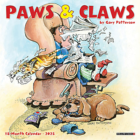 2025 Willow Creek Press Mini Wall Calendar, 7” x 7”, Paws & Claws By Gary Patterson, January 2025 To December 2025, 45916