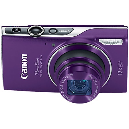 PowerShot ELPH 360 HS Digital Camera Purple - Office Depot