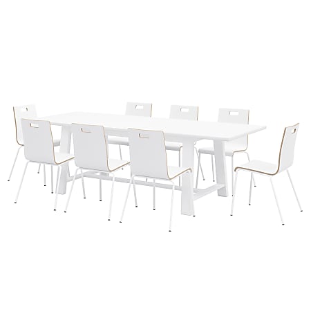 KFI Studios Midtown Dining Table With 8 Chairs, White