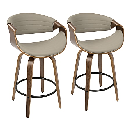 LumiSource Symphony Counter Stools, Walnut/Gray, Set Of 2 Stools