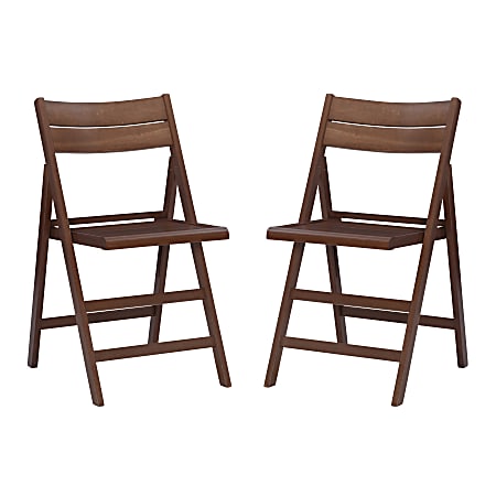 Linon Kallun Folding Chairs, Walnut, Set Of 2 Chairs