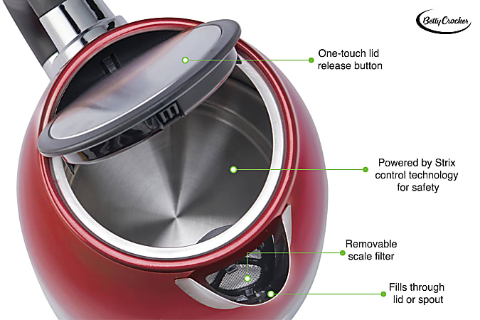 Betty Crocker Cordless Jug Kettle Red ODP Business Solutions