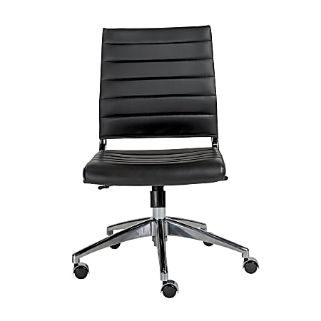Eurostyle Axel Armless Faux Leather Low-Back Commercial Office Task Chair, Black