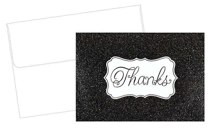 Great Papers! Thank You Cards, 4 7/8" x 3 3/8", Glitzy, Black/White, Pack Of 25