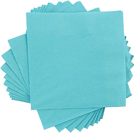 JAM PAPER Small Beverage Napkins - 5 x 5 - Sea Blue - 40/Pack