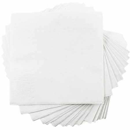 JAM PAPER Small Beverage Napkins - 5 x 5 - White - 40/Pack