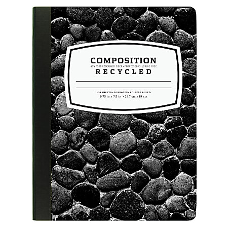 New Leaf® 40% Recycled Fashion Composition Book, 7 1/2" x 9 3/4", College Ruled, 100 Sheets, Black