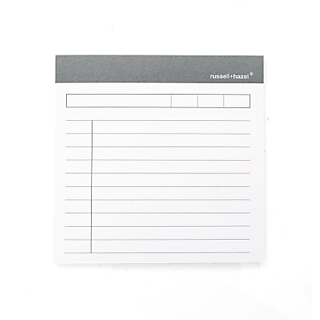 Russell & Hazel Adhesive Notes, Memo, 4" x 4", Charcoal, 50 Sheets Per Pad, Pack Of 3 Pads