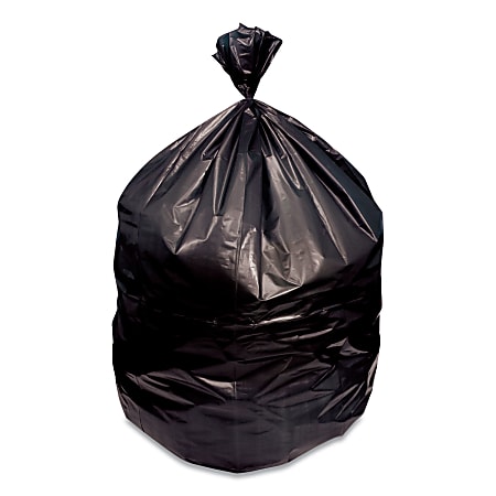 Heritage Eco Blend® Max Can Liners, 30 gal, 1 mil, 30" x 36", Black, 25 Bags/Roll, 8 Rolls/Carton