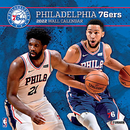 Lang Turner Licensing Monthly Wall Calendar, 24”H x 12”W, Philadelphia 76ers, January To December 2022