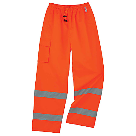 Ergodyne GloWear® 8915 Class E Polyester Rain Pants, Large, Orange