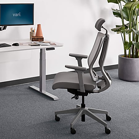 VARI Ergonomic Nylon High Back Task Chair With Headrest Gray