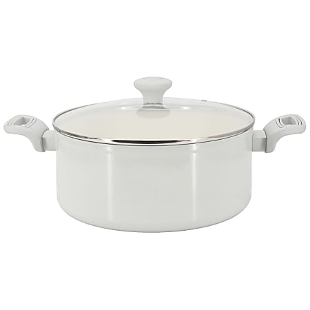 Martha Stewart Everyday Rexford 5-Quart Aluminum Ceramic Nonstick Dutch Oven With Lid, Linen