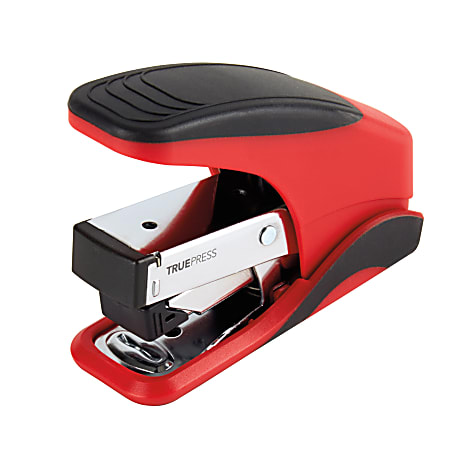 Office Depot® Brand TruePress Reduced Effort Mini Stapler, Black/Red