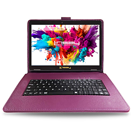 Linsay Octa Core Wi-Fi Tablet, 10.1”, 4GB Memory, 128GB Storage, Android 13, With Purple Style Keyboard And Applications Pack