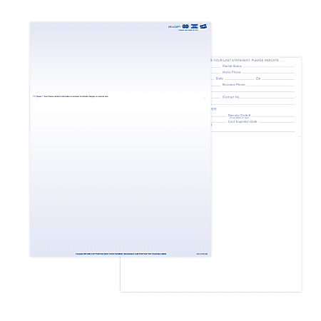 Laser 2-Sided Healthcare Medical Billing Statements, Preprinted MC/Visa/Discover Credit Card Accepted, 1-Part, 8-1/2"x11", Blue, Pack Of 2,500 Sheets