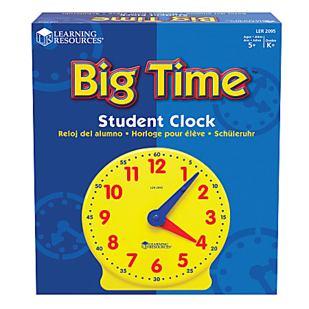 Learning Resources® Big Time™ 12-Hour Student Learning Clock, 5" x 5", Grades Pre-K - 8