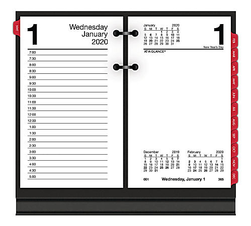 AT-A-GLANCE® V3 Daily Desk Calendar Refill With Monthly Tabs, 3-1/2" x 6", January To December 2020, E717T50