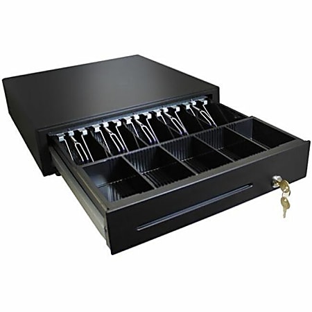 Adesso 16" POS Cash Drawer With Removable Cash Tray - 5 Bill - 8 Coin - 1 Media Slot - 3 Lock Position - Serial Port - Steel - 3.9" Height x 16" Width x 16" Depth