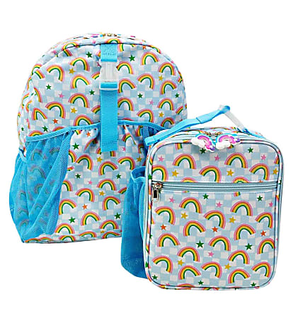 RED.STONE 2-Piece Backpack/Lunch Bag Set With Laptop/Tablet Pocket, Rainbows