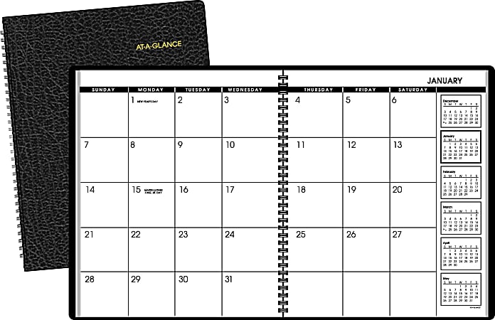 AT-A-GLANCE® 30% Recycled Monthly Planner, 9" x 11", Black, January 2016-January 2017