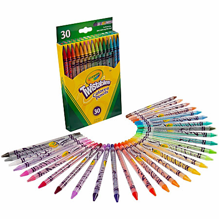Crayola® Twistables® Color Pencils, Assorted Colors, Cylindrical Pouch, Set Of 30