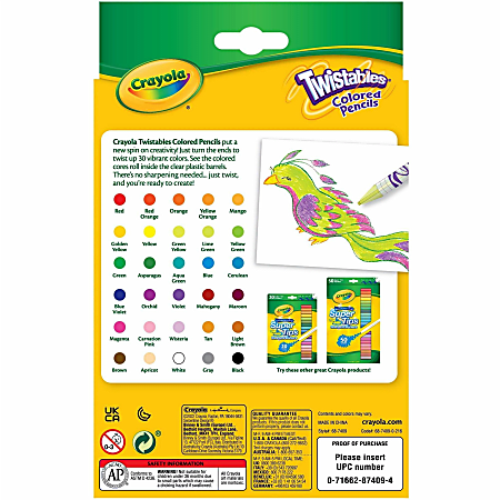 Crayola® Twistables Colored Pencils, Nontoxic, 30 Assort