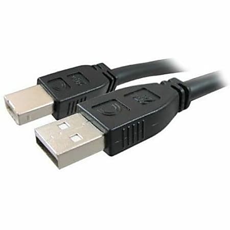 Comprehensive Pro AV/IT Active Plenum USB A Male to B Male Cable 25ft - 25 ft USB Data Transfer Cable - First End: 1 x Type A Male USB - Second End: 1 x Type B Male USB - 480 Mbit/s - Extension Cable - 24/22 AWG - Matte Black