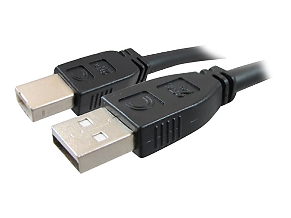 Comprehensive Pro AV/IT Active Plenum USB A Male to B Male Cable 25ft - 25 ft USB Data Transfer Cable - First End: 1 x Type A Male USB - Second End: 1 x Type B Male USB - 480 Mbit/s - Extension Cable - 24/22 AWG - Matte Black