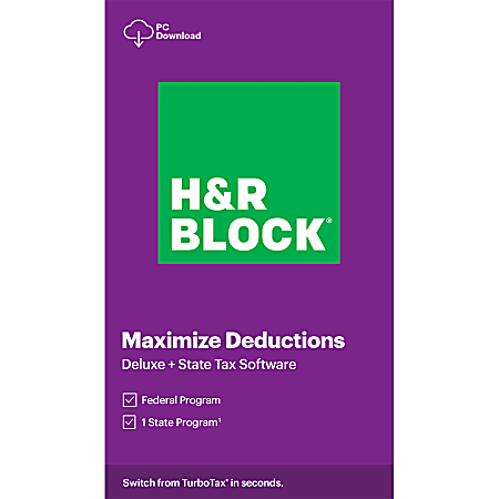 H&R Block 2020, Deluxe + State, For PC Download (Windows)
