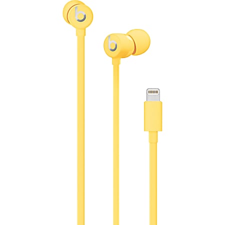 Apple urBeats3 Earphones with Lightning Connector - Yellow - Stereo - Lightning Connector - Wired - Earbud - Binaural - In-ear - Yellow