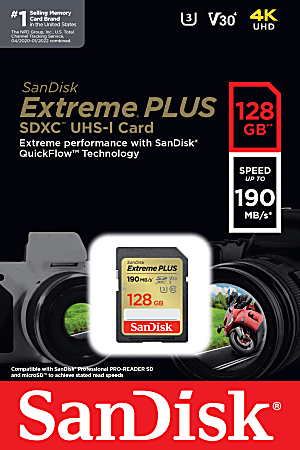 SanDisk Extreme PLUS SDXC UHS I card 128GB - Office Depot