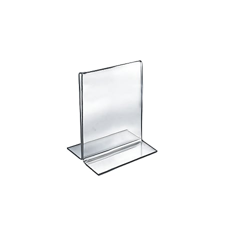 Azar Displays Double-Foot Acrylic Sign Holders, 7" x 5 1/2", Clear, Pack Of 10