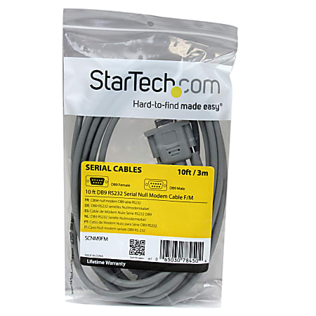 StarTech.com Serial Null modem cable DB 9 F DB 9 F 10 ft DB 9 Female DB ...