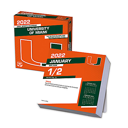 Lang Turner Licensing Boxed Daily Desk Calendar, 5-1/4" x 5-1/4", University Of Miami, January To December 2022